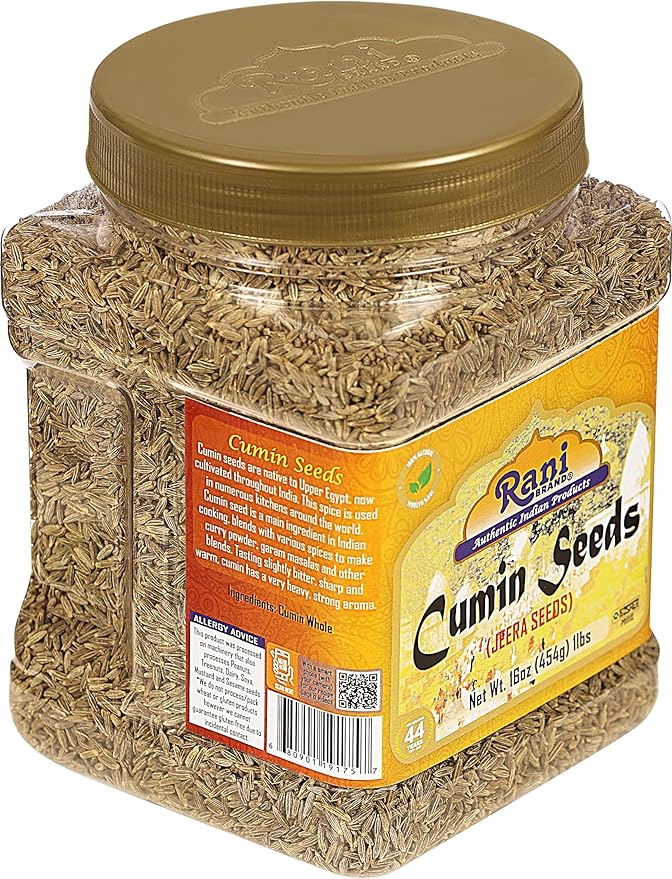 Rani Cumin Seeds Whole (Jeera) Spice 16oz (1lb) 454g PET Jar ~ All Natural | Gluten Friendly | NON-GMO | Kosher | Vegan | Indian Origin
