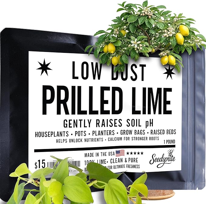 Prilled Lime Pellet/Pelletized for Plants – 1 lb Soil pH Fix High Strength Calcium Carbonate (36% Calc) Low Dust granules Rescue Houseplants Container Gardens Raised Beds – Mined and Made in The USA