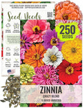 Seed Needs, Crazy Blend Zinnia Seeds - 250 Heirloom Seeds for Planting Zinnia elegans - 15+ Varieties, Attracts Butterflies & Pollinators, Great Cut Flowers (Small Pack)