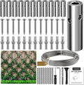 Wire Trellis for Climbing Plants Outdoor, 12-Set Wall Wire Trellis Kit with 1/8in x 53ft Stainless Steel Cable, T316 Cylindrical Espalier System for Fence and Garden DIY Projects
