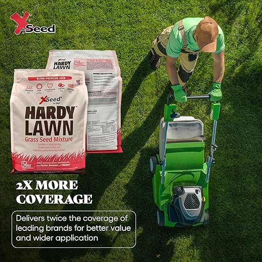 X-Seed Hardy Lawn Grass Seed Mixture - Durable, Long-Lasting Lawn Solution for Full Sun, Withstands Extreme Temperatures & Heavy Traffic, Ideal for Backyards, 7 lbs.