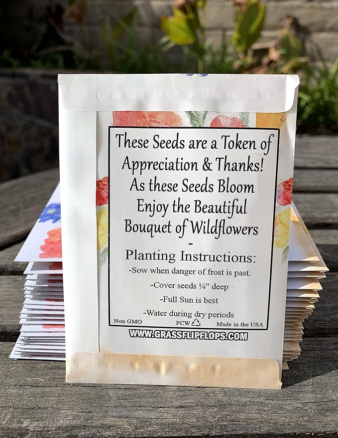 Pack of 20 Pre-Filled "Thank You" Plant Seed Packets Beautiful Flower Vase Party Favors for Guests, bridal shower favors, Parties, Wedding favors, Wildflower Seeds Mix Plant for Year -Round