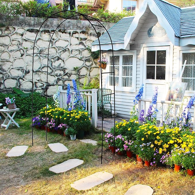7.9 Ft H x 4.6 Ft W 2 Pack Metal Pergola Arbor,Assemble Freely 3 Sizes,for Various Climbing Plant Wedding Garden Arch