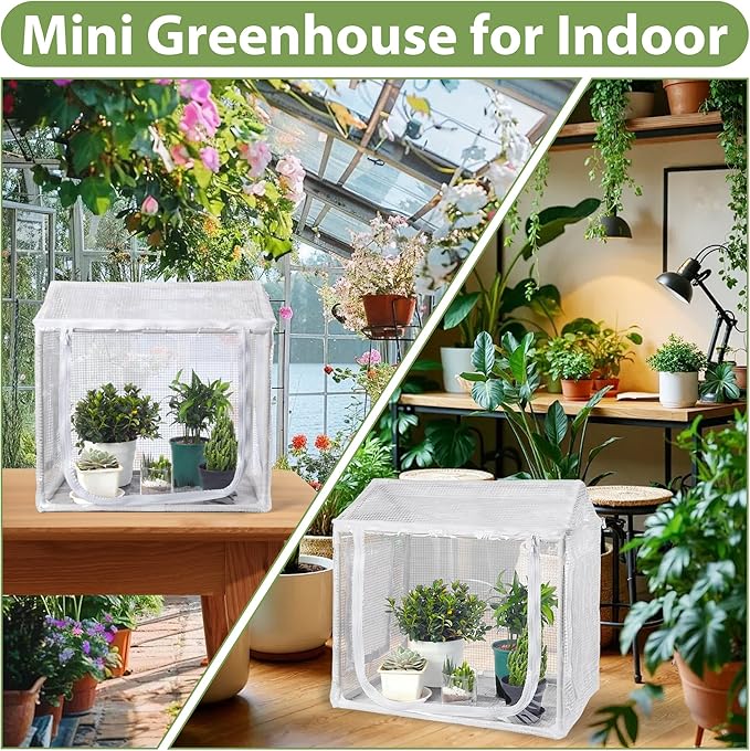 Mini Greenhouse for Indoor Plants, Fully Enclosed Mini Indoor Greenhouse with Top Opening, Waterproof Small Indoor Greenhouse for Nursery & Germination