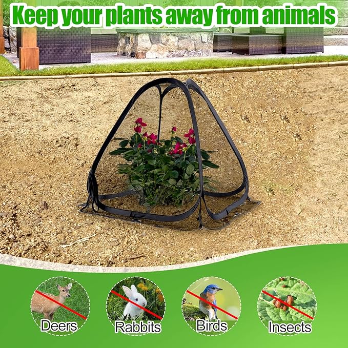 ANPHSIN Durable Plant Covers - Pop-up Fine Mesh Plant Tents with 8 Stakes, 22''x22''x23'' Garden Crop Guard Protectors Cages for Vegetables Fruits Away from Animals Birds Deer Squirrels,1 Pack