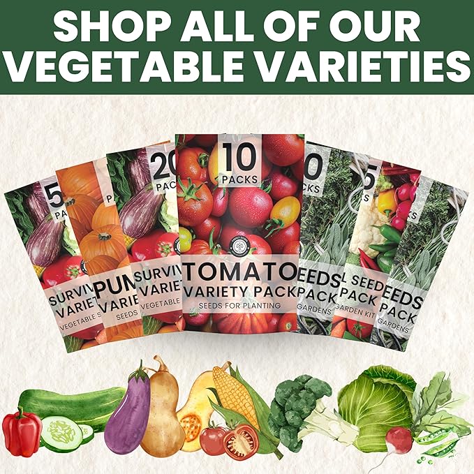 20 Vegetable Seed Packets | Survival Variety Pack | 2026 Season | Individually Packed Vegetables, Herbs and Fruits | Emergency Seed Vault for Doomsday Prepping | by Family Sown
