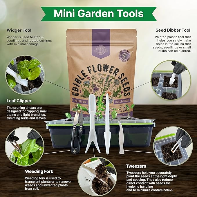 Organo Republic 25 Edible Flower Seeds Variety Pack for Indoor Outdoor Gardening - 8,000+ Non-GMO Heirloom Flower Seeds: Anise, Hyssop, Nasturtium, Pansy, Echinacea, Lavender, Chives & More