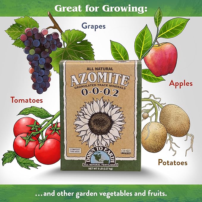 Down To Earth All Natural Fertilizers Organic Azomite Granulated Trace Minerals - Essential Minerals for Improving Plant Growth 0-0-0.2, 5lb