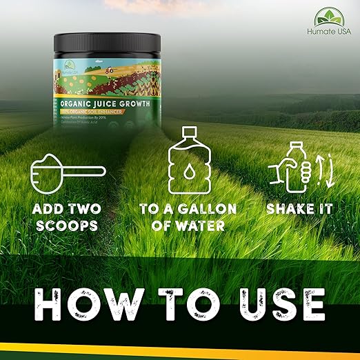 High Nitrogen Humic Acid Organic Garden Fertilizer, Soil Activator for Plants – Fertilizer, Conditioner, & Soil Amendments - Water Soluble Humic Acid for Plants by Humate USA Organic Juice Growth 150g