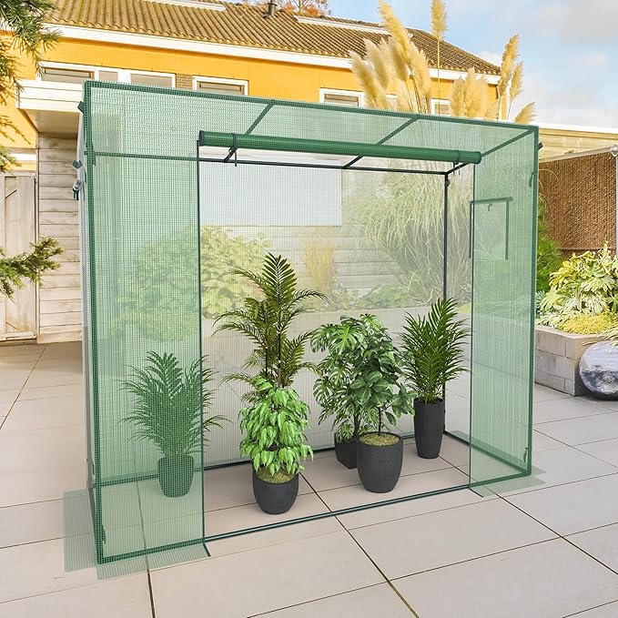 Kecreque Small Greenhouse for Outdoors, Green House for Winter with Roller Shutter Zipper Door and Window, Thickened PE Cover, Portable Greenhouse for Indoor and Outdoor Plant Growth