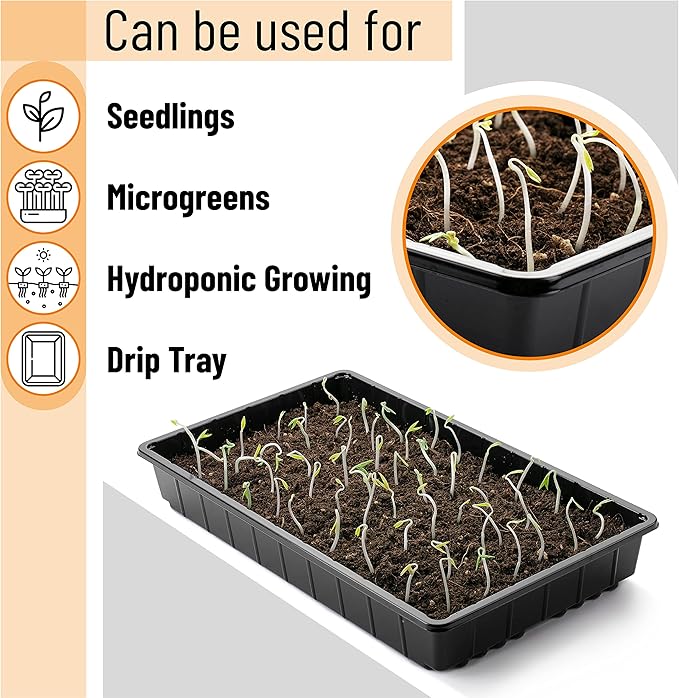 Mr. Pen- Plastic Growing Trays, 5Pack, Black, 17x10, Plant Tray, Seed Tray, Seedling Tray, Propagation Tray, Plant Trays for Seedlings, Planting Trays, Microgreens Growing Trays, Seedling Starter Tray