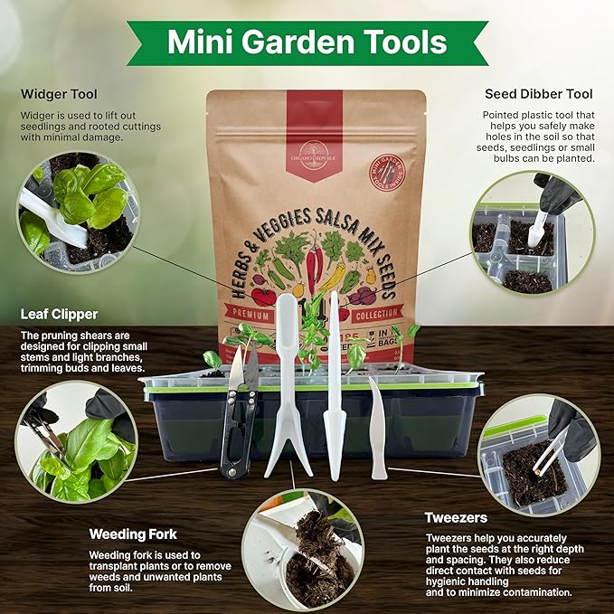 Organo Republic 14 Herbs & Veggies Salsa Mix Seeds Variety Pack - 5,180+ Non GMO Heirloom Herb, Tomato & Chili Pepper Seeds for Planting Outdoor & Indoor Home Gardening: Basil, Cilantro Onion, Peppers