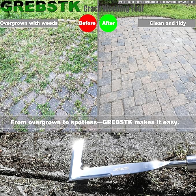 GREBSTK Crack Weeder Crevice Weeding Tool Manual Weeder Beech Handle Lawn Yard Gardening Tool