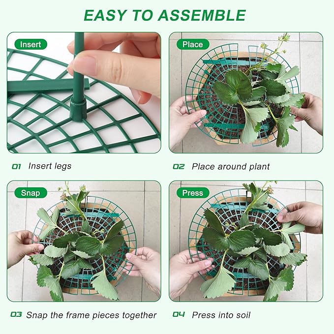 Strawberry Plant Support, 10 Pack, Raised Grid Stand to Keep Strawberries Off the Ground, Strawberry Holder for Garden Beds, Raised Planters & Pots (Round)