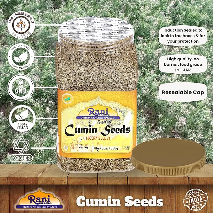 Rani Cumin Seeds Whole (Jeera) Spice 30oz (1.87lbs) 857g PET Jar ~ All Natural | Gluten Friendly | NON-GMO | Kosher | Vegan | Indian Origin