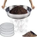 14.5“ Soil Sifter for Gardening with Handles, Large Rock Sifter with 4 Replaceable Screens,Compost Sifter Dirt Sifter, Captures Dirt Rocks Sawdust