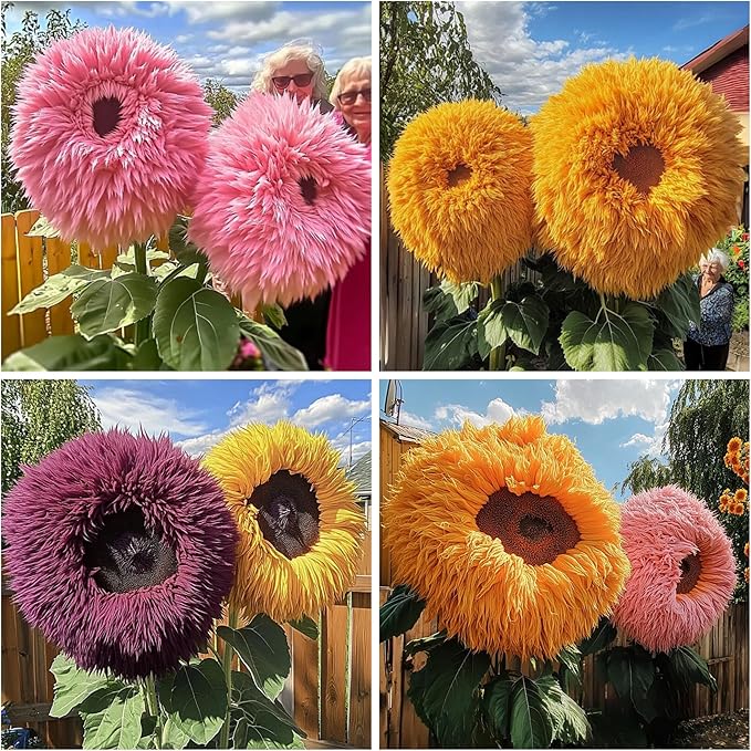 600+ Mixed Sunflower Seeds for Planting - Rare Giant Teddy Bear Sunflower Seeds Non-GMO Heirloom Perennial Flower for Garden Outdoor Attracts Pollinators