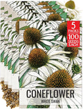 Seed Needs White Swan Coneflower Seeds for Planting Echinacea - Heirloom & Open Pollinated Perennial Flower - Attract Pollinators to a Butterfly Garden (5 Packs)