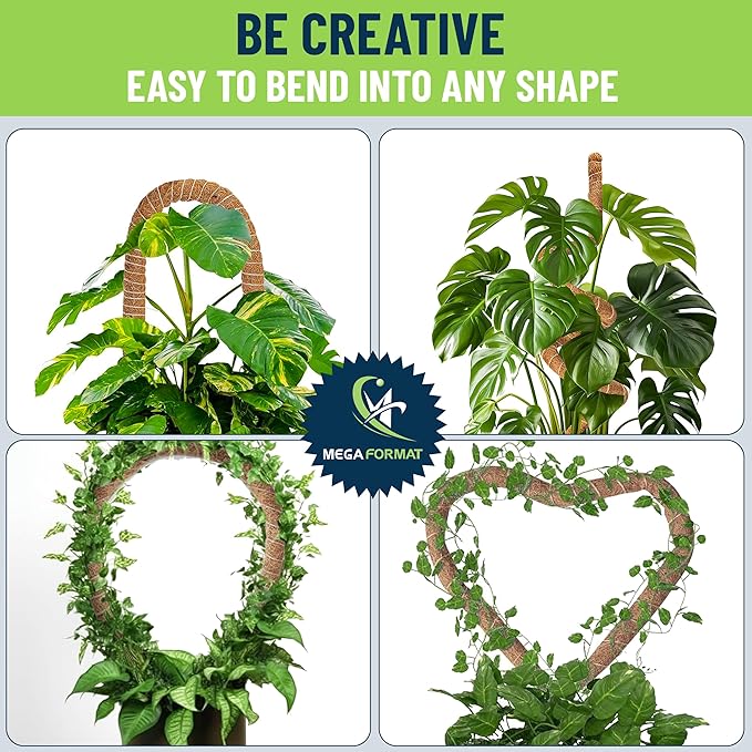 Plant Sticks Support Tall – Large Moss Pole Monstera Plant Support 48 Inch (1 Pack), Bendable Tall Moss Pole for Plants, Indoor Climbing Pole, Easy to Shape and Use