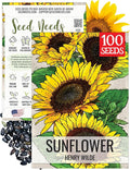 Seed Needs, Henry Wilde Sunflower Seeds - 100 Seeds for Planting Helianthus annuus - Open Pollinated Annual Flowers to Grow a Butterfly Garden (1 Pack)