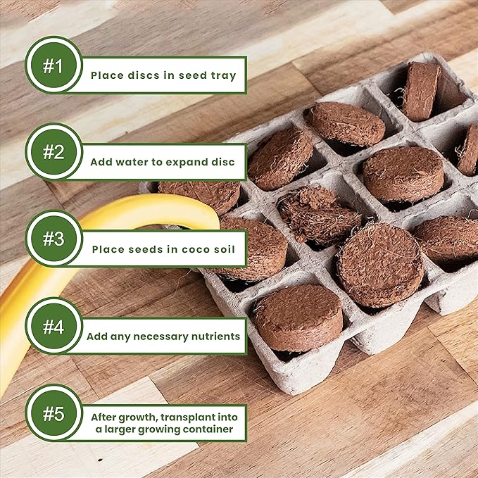 Envelor Coco Coir Seed Starting Pellets 0.8 Inches Dia - 180 Pack Soil Mix for Seed Starter Kits, Nursery Pots and Seed Trays Compressed Coconut Fiber Pellets Indoor Plants Potting Soil Coco Discs