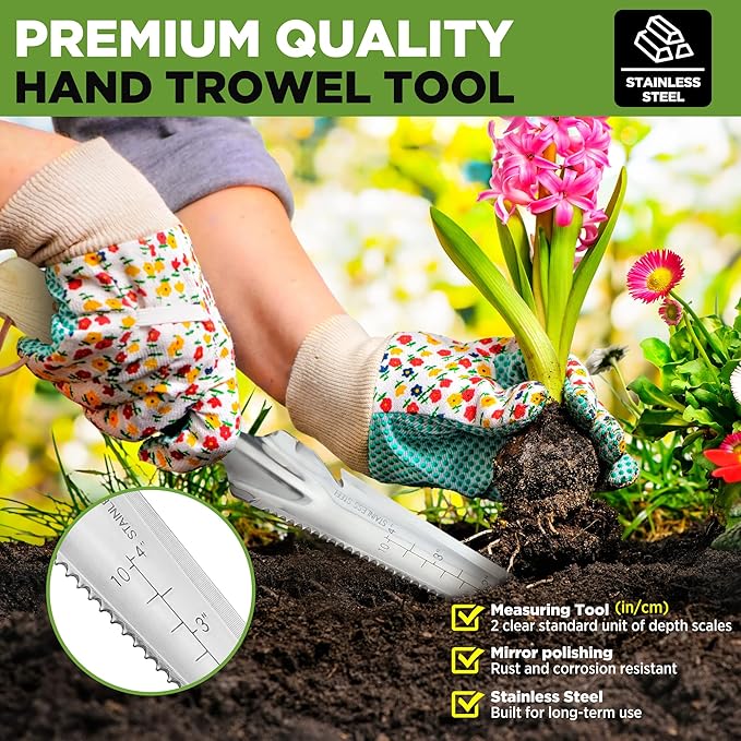 WORKPRO Hand Weeder Puller, 5-in-1 Stainless Steel Garden Trowel with Wooden Handle,Gardening Weeding Tool for Easy Weeder Removal, Planting, Weeding, Flower & Vegetable Care in Garden Lawn Yard