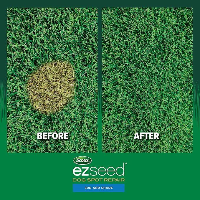 Scotts EZ Seed Dog Spot Repair Sun and Shade, Combination Mulch, Grass Seed Mix and Soil Amendment to Neutralize and Repair Pet Spots, 2 lbs.