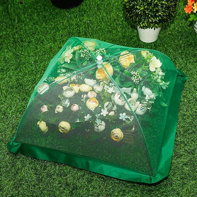 20 Pcs 17 Inch Mesh Plant Cover Plant Protectors from Animals Outdoor Plant Tent for Vegetables Food Cover Net Garden Netting Cover Collapsible Plant Umbrella to Keep Small Animals Out