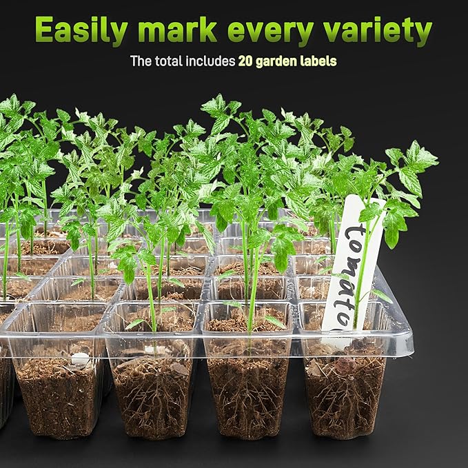 60-Cell Seed Starter Tray with Grow Light, Seedling Starter Trays with 4.08" Humidity Dome, Self-Watering Plant Germination Trays,Seed Starter Kit for Seeds Growing (Black)