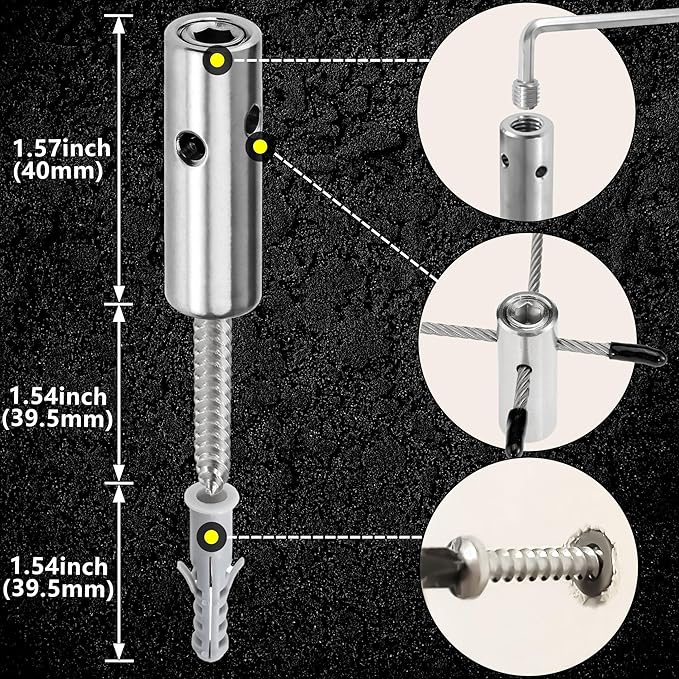Wire Trellis for Climbing Plants Outdoor, 12-Set Wall Wire Trellis Kit, T316 Cylindrical Espalier System for Fence and Garden DIY Projects (Hubs Only, Without Cable)