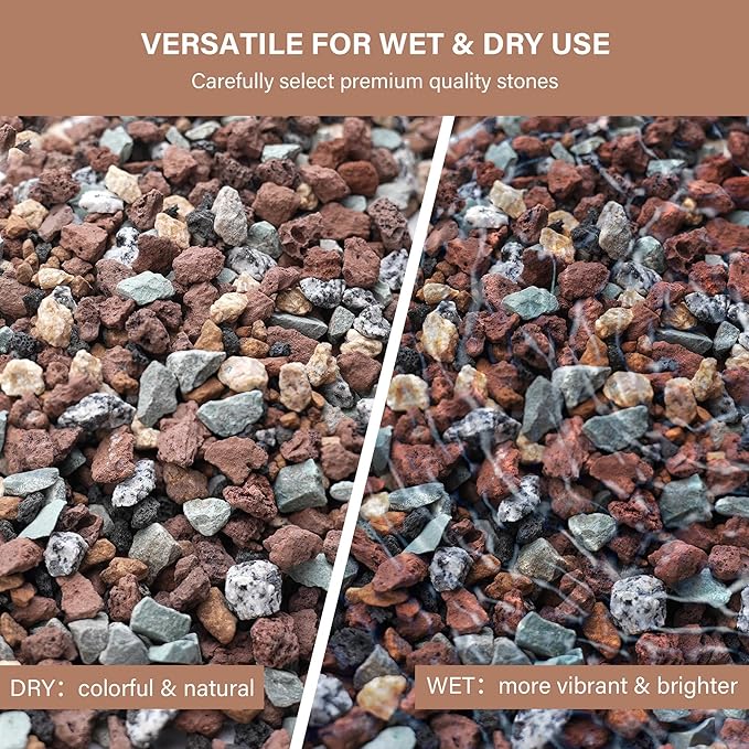 NUPICK 6lb Mix Horticultural Lava Rocks for Plants, 3/8" Colorful Succulent Potting Soil Amendments, Decorative Gravel for Cactus, Bonsai Gritty Rock, Pebbles Pumice for Vase Fillers, Top Dressing