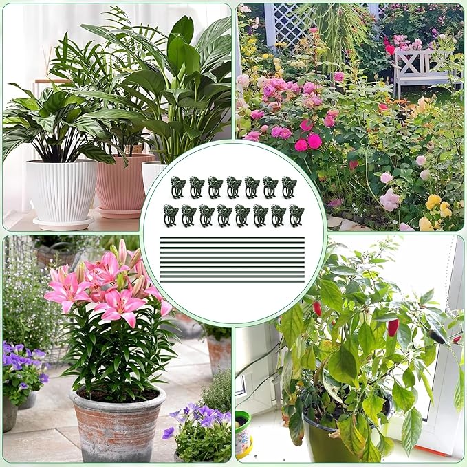 20pcs 15.7" Plant Stakes with 30pcs Clips, Bendable Orchid Stakes and Clips Set Support Tall for Indoor/Outdoor Plants,Potted Plants,Single Stem Vines Flower Plant Support Sticks for Orchid Rose Peony
