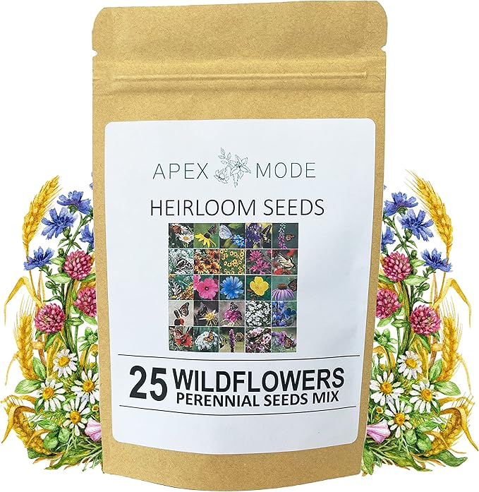 Perennial Wildflower Seeds Package with 25 Different Varieties 100,000 Seeds, Hummingbird and Butterfly Garden, Popular Perennial Flower, Non-GMO Wildflower Mix for Your Garden