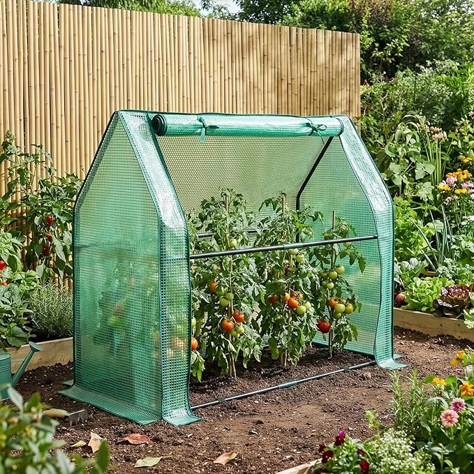 Outvita Mini Greenhouse, Outdoor 3'x3'x3' UV Protected 2-Layer PE Cover Plant Hot House for Flowers, Seed and Vegetables Protection with Roll-up Zippered Doors for Patio Balcony Backyard