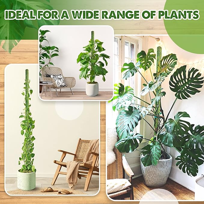 DUSPRO Green Stackable Mesh Moss Pole for Plants Climbing Vine Supporting Monstera Trellis, for Indoor Plants Extendable Plant Pole Moss Sticks, for Plants Monstera Potted Plant Stakes 1 Pack 22''