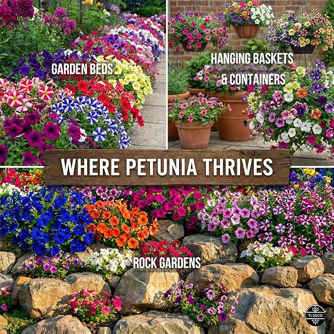 5500+ USA Premium Petunia Seeds - Non-GMO Flower Seeds Mixed Rainbow Color, Bonsai, Grandiflora Flowers, Pollinator Garden, Open Pollinated, Indoor and Outdoor