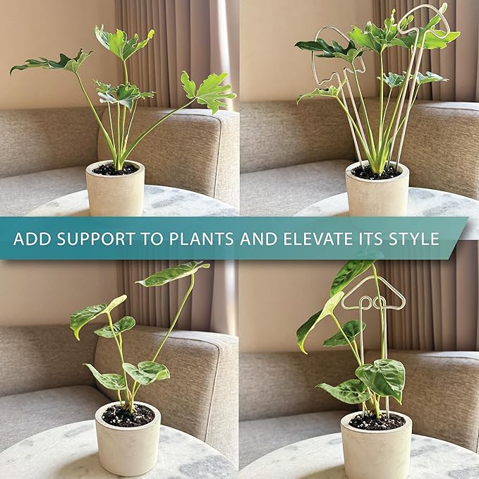 Small Metal Trellis for Indoor Plants Metal Plant Stake for Climbing House Plants Plant Support for Potted Plants Orchids, Monstera, Pothos, Ivy, Hoya Set of 4 Mushrooms (Brushed Gold)
