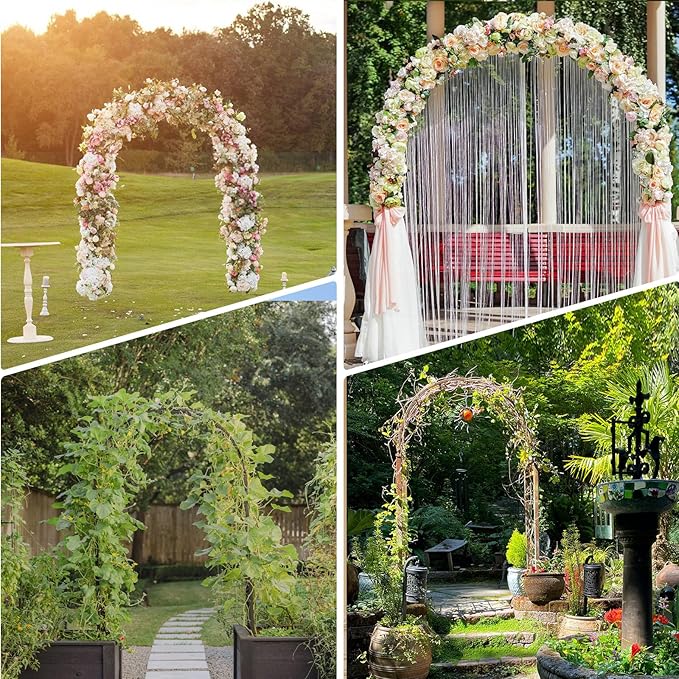 Thickened 0.7mm Tube Garden Arch Trellis, 4.6 * 7.8 or 6.4 * 7.5Ft, Metal Archway Arbor Stable Outdoor Garden Trellis for Climbing Plants, Party Wedding Arch Decoration