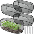 4 Pcs 39" x 18" x 16" Pop up Garden Mesh Plant Cover Outdoor Plant Protector Garden Row Raised Bed Cover with Ground Nails Crop Cage Net for Seedlings Vegetable Fruit Herbs (Black)