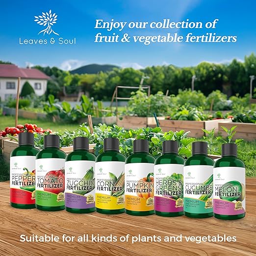 LEAVES AND SOUL Professional Liquid Pepper Fertilizer | 5-1-5 Concentrate, Liquid Plant Fertilizer for Garden, Healthy Produce, Good Harvest, Multi-Purpose Blend & Gardening Supplies | 8 oz
