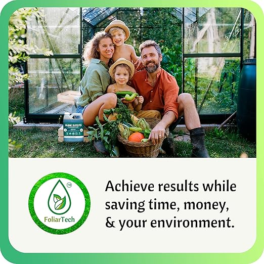 Humic Acid Organic Lawn Fertilizer - Fulvic Humic Mineral Blend for Trees, Shrubs, Ornamentals, Vegetables & Crops - Enhancer & Garden Soil Conditioner by FoliarTech, 1.1 Gallons