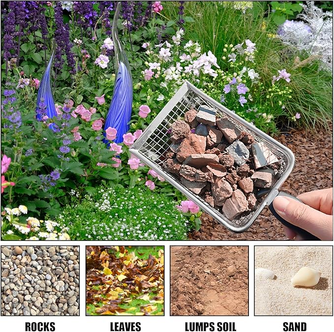 Soil Sifter for Gardening (2-Pack) – 3.8mm and 5mm Mesh, Heavy-Duty Metal Sifter for Dirt, Rocks, Compost and Sand, Durable Garden Tool for Landscaping and Potting Soil