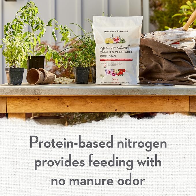 Whitney Farms Organic & Natural Tomato & Vegetable Food 7-6-9 - Fertilizer for In-Ground or Container Gardens - 4 lb.