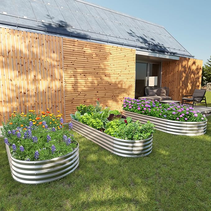 Easllre 2PCS 6x3x1ft Galvanized Metal Raised Garden Bed Kit,Outdoor Planter Box Vegetables,Flowers,Herbs Durable Rust-Resistant Patio Gardening Beds