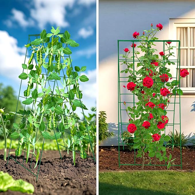 3 Packs 23.6" W x 54" H Foldable Cucumber Trellis, A-Frame Garden Grow Support for Cucumber, Squash, Peas and Flowers - Lightweight