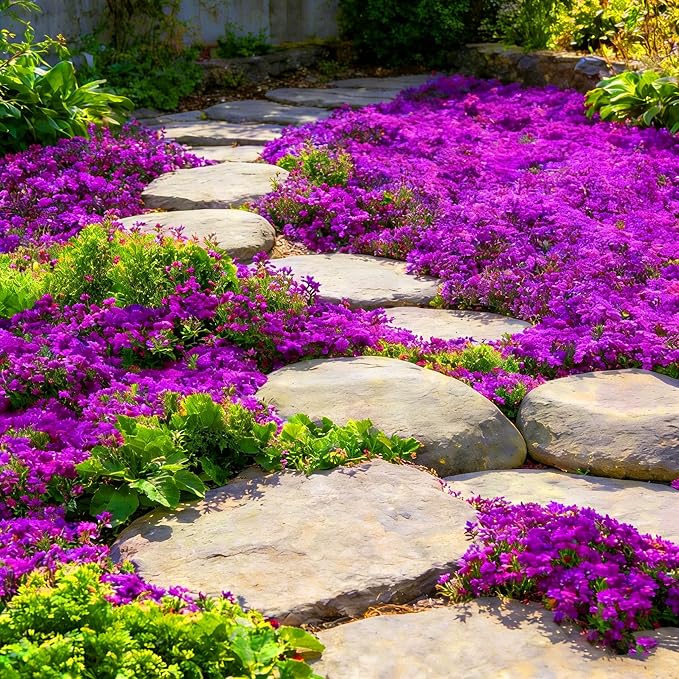 Purple Creeping Thyme Ground Cover Flower Seeds for Planting, 20008pcs Perennial Purple Creeping Wild Thymus Seeds, Non-GMO Heirloom Wild Thymus Serpyllum Flower Plants for Home Garden Outdoors