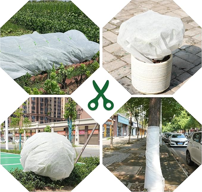 10 * 50FT Plant Covers Freeze Protection, 1.06 oz/yd² Large Thick Floating Row Cover Fabric for Winter Frost Protection, White Blanket Cloth for Outdoor Garden Vegetables in Cold Weather