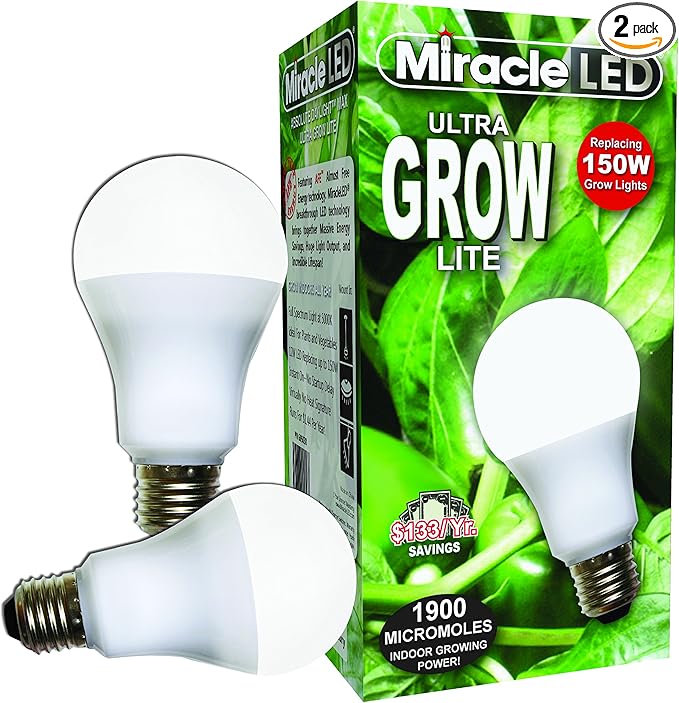 Miracle LED Absolute Daylight Spectrum, Ultra Grow Lite 2-Pack, 12W (604868)