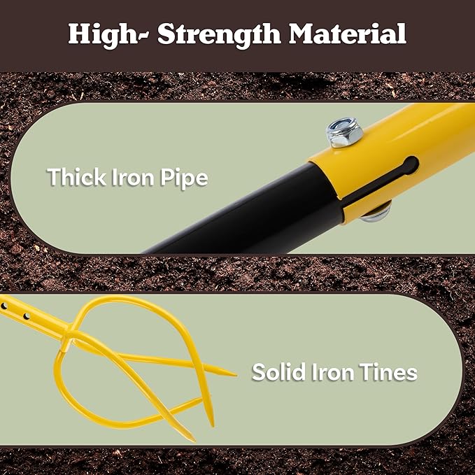 Tiller for Gardening - Adjustable Height Manual Twist Tiller Claw Hand Tiller Garden Tool - Soil Aerator, Garden Cultivator, Hand Tiller, or Compost Aerator Tool - Garden Hand Tools by Pure Garden