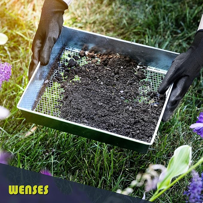 Trapping Soil Sifter, Standard Size (12 x 10 inches) with 3/8-inch Mesh, Garden Sieve for Dirt, Sand, Rocks, and Compost